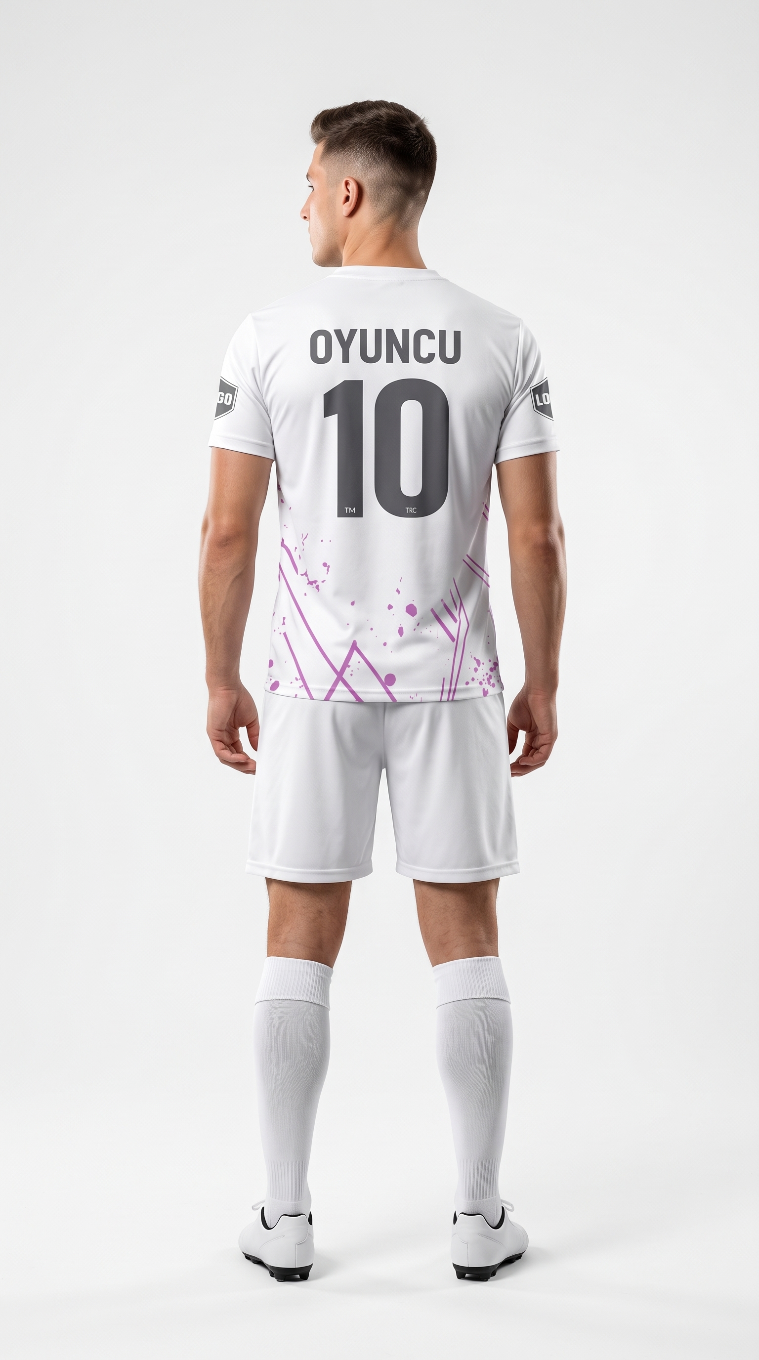 Beyaz Mor Desenli Futbol Forması